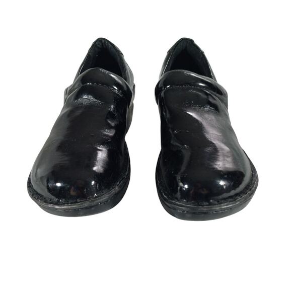 BORN CONCEPT! BLACK PATENT LEATHER WEDGE SOLE ULTRA COMFORT CLOGS! SZ 8M - Picture 5 of 10
